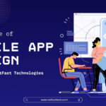 illustration depicting the mobile app design process with designers working on wireframes and prototypes, representing the importance of app design in user engagement and organisational efficiency