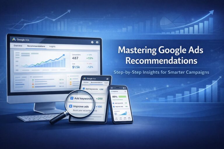 Google Ads recommendations dashboard showing optimizations by NetFast Australia